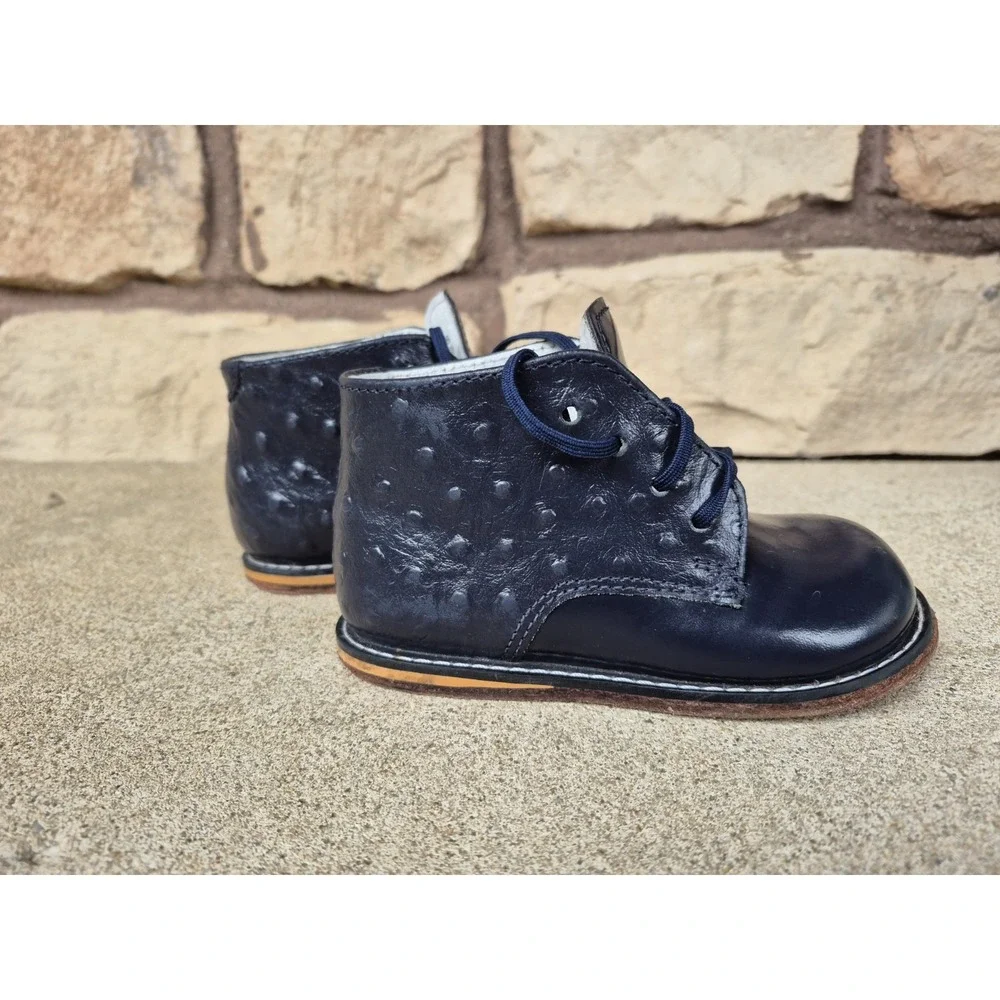 Josmo Walker Toddler Boys 7.5 Navy Leather Boots Size Dress Shoes